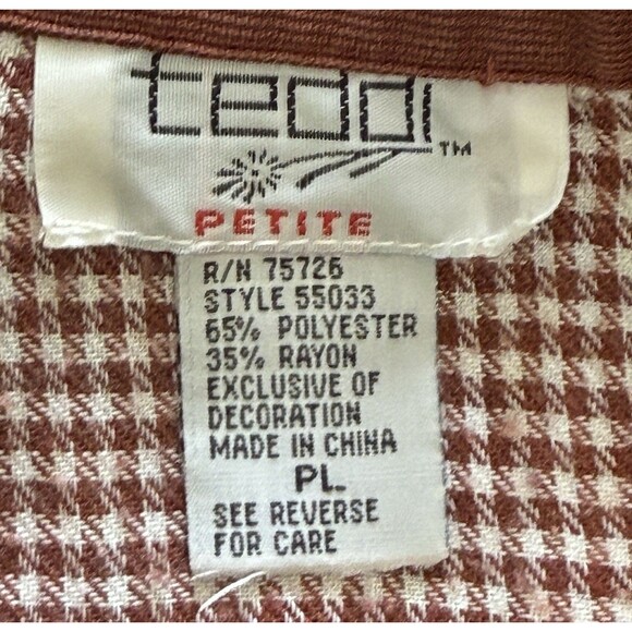 Vintage Teddi Women’s Cottagecore Embroidered Gingham Shirt Rustic Country PL - Picture 5 of 7
